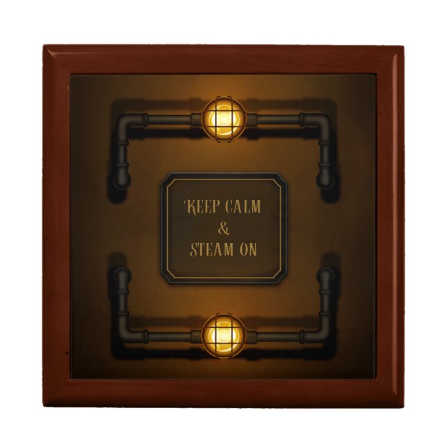 "Keep Calm & Steam On" Machine Age Steampunk Gift Box (Front)