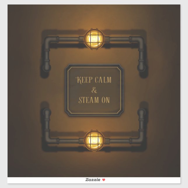 "Keep Calm & Steam On" Machine Age Steampunk Sticker (Sheet)