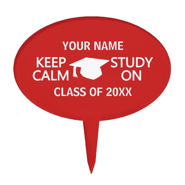 Keep Calm & Study On custom cake topper (Front)