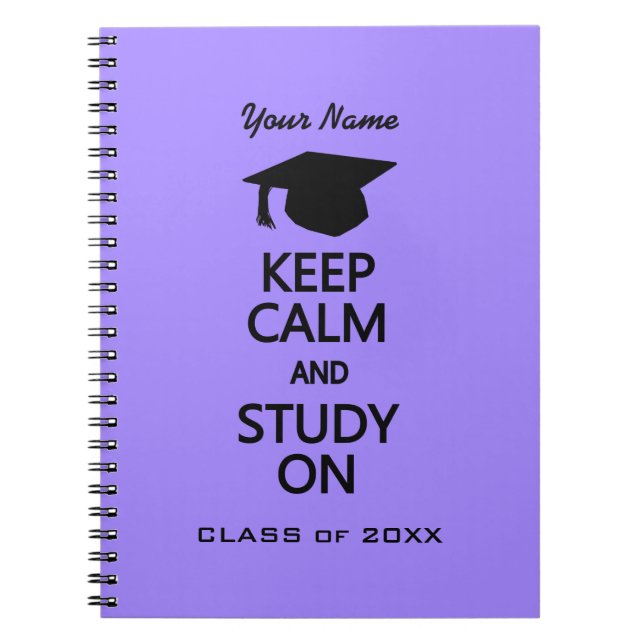 Keep Calm & Study On custom color notebook (Front)