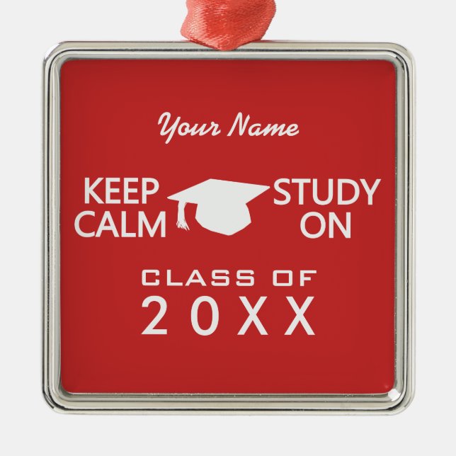 Keep Calm & Study On custom color ornament (Front)