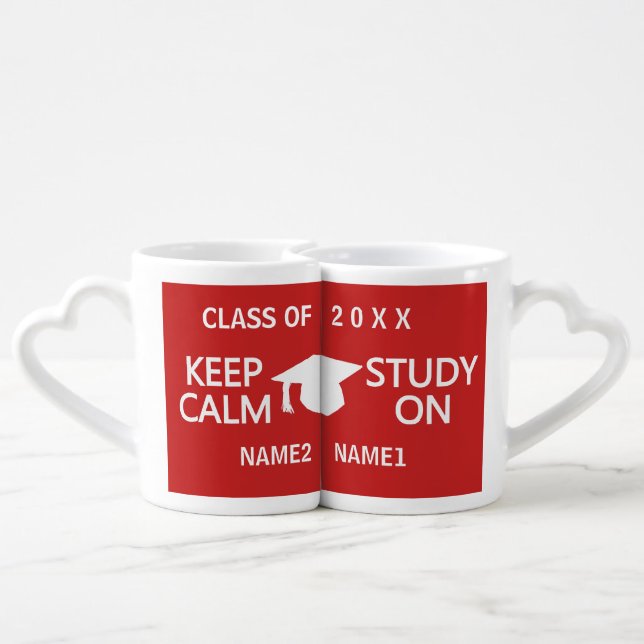 Keep Calm & Study On custom couple's mugs (Back Nesting)