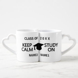 Keep Calm & Study On custom couple's mugs