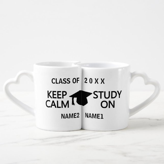 Keep Calm & Study On custom couple's mugs (Back Nesting)