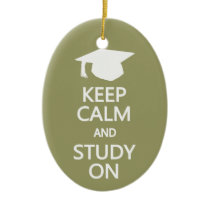 Keep Calm & Study On custom ornament