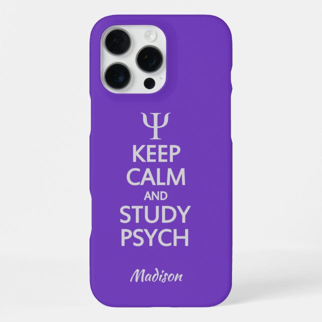 Keep Calm & Study Psych custom name & color Iphone Case (Back)