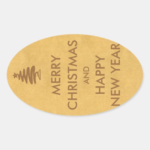 Keep Calm Style Christmas Brown Kraft Paper Oval Sticker