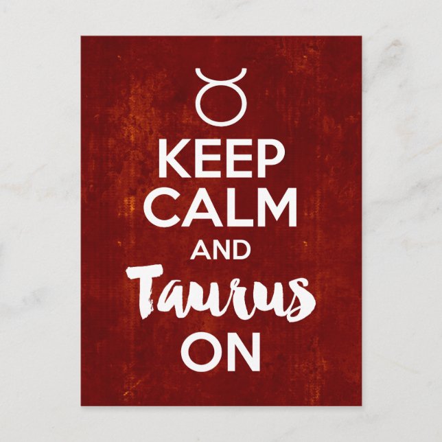 Keep Calm Taurus On Birthday Astrology Postcard (Front)