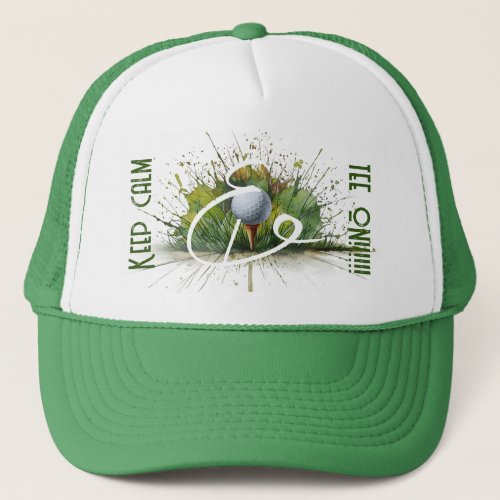 Keep Calm  Tee On Splash Art Golf Ball and Tee Trucker Hat
