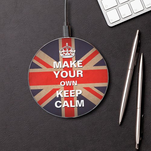 Keep Calm Template _ Vintage Union Jack Wireless Charger