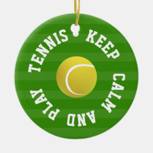 KEEP CALM TENNIS BALL - Personalized TEXT Ceramic Ornament