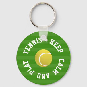 KEEP  CALM TENNIS BALL - Personalized TEXT Keychain
