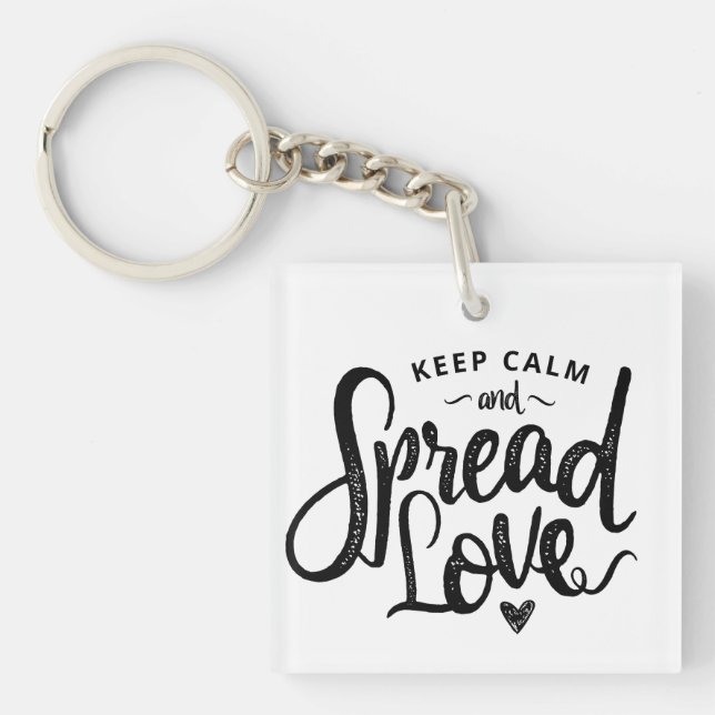 Keep Calm Text Art Love Art Inspirational Heart Ar Keychain (Front)