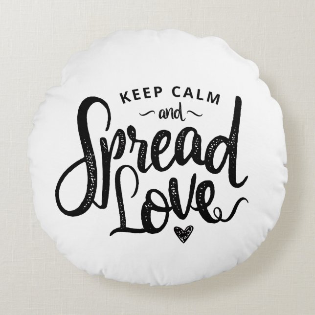 Keep Calm Text Art Love Art Inspirational Heart Ar Round Pillow (Front)