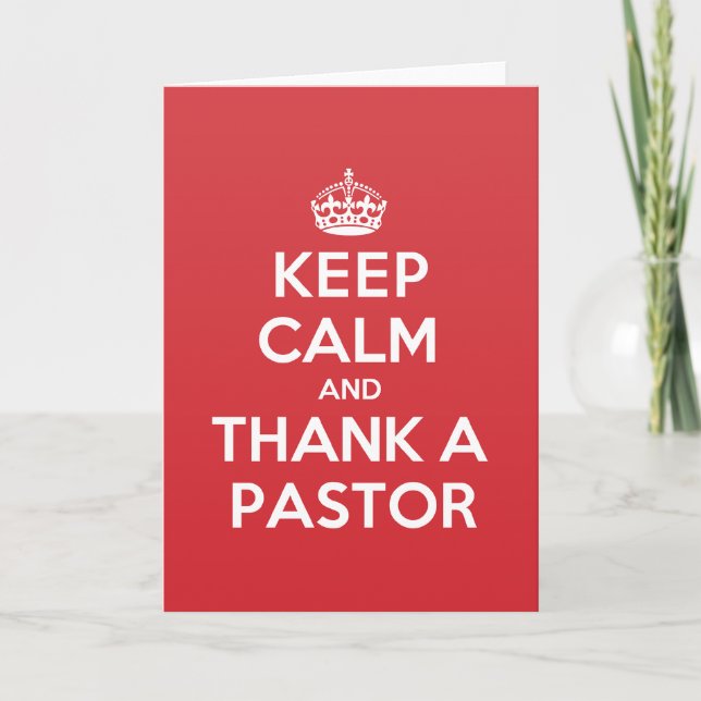 Keep Calm Thank Pastor Greeting Note Card (Front)