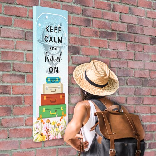 Keep Calm Travel On 12x36 Stretched Canvas Print