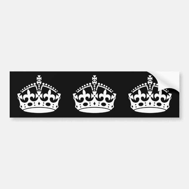 KEEP CALM Triple CROWN on Black Bumper Sticker (Front)
