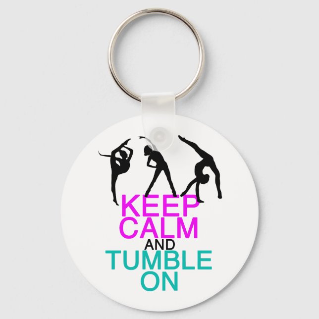 Keep Calm Tumble On Gymnastics Keychain (Front)