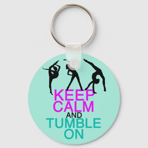 Keep Calm Tumble On Gymnastics Keychain