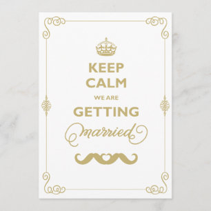 Keep Calm Two Mustache Classic Vintage Gay Wedding Invitation