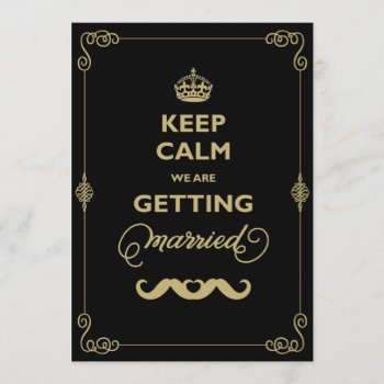 Keep Calm Two Mustache Classic Vintage Gay Wedding Invitation by fatfatin_box at Zazzle
