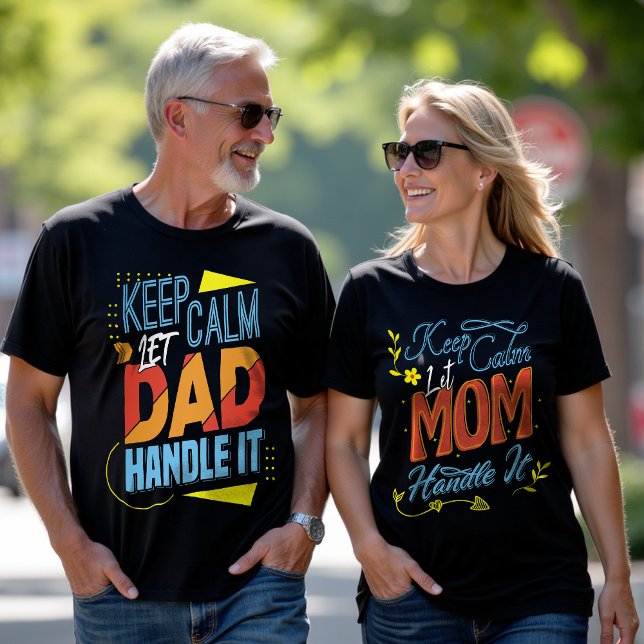 Keep Calm Typography Matching Couple Father's Day T-Shirt (Creator Uploaded)