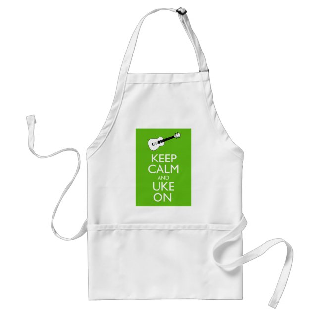Keep Calm Uke On (Shamrock) Adult Apron (Front)