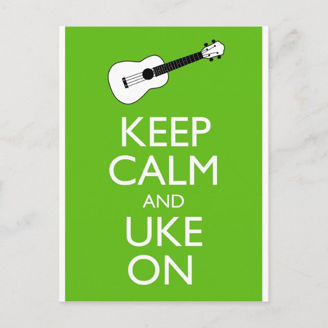 Keep Calm Uke On (Shamrock) Postcard (Front)