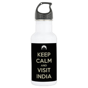 keep calm visit india water bottle
