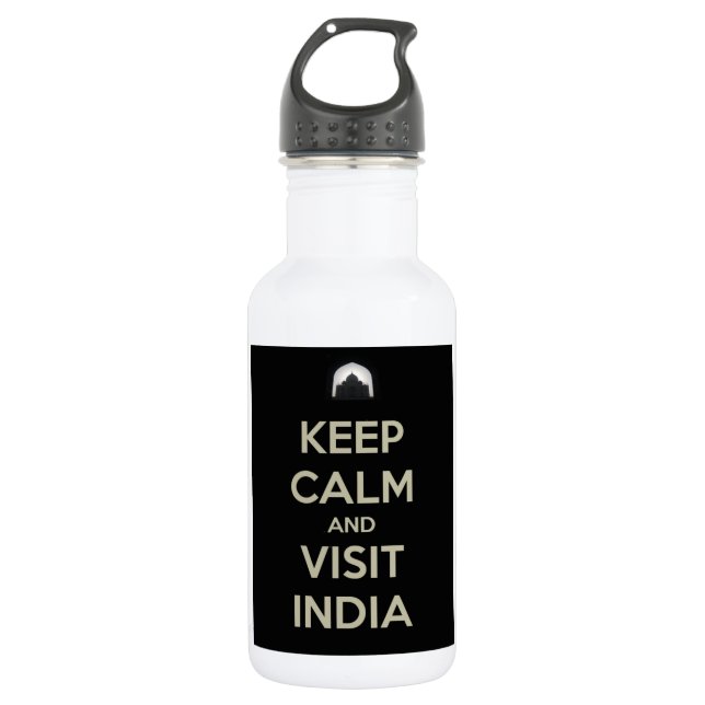 keep calm visit india water bottle (Front)