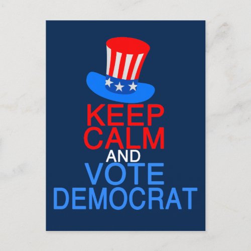 Keep Calm Vote Democrat Funny Political Election Postcard