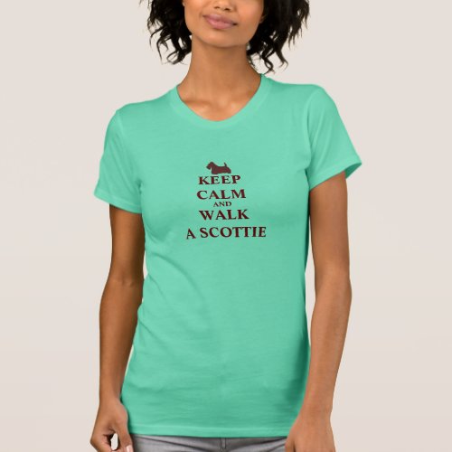 Keep Calm  Walk a Scottie humour womens t_shirt