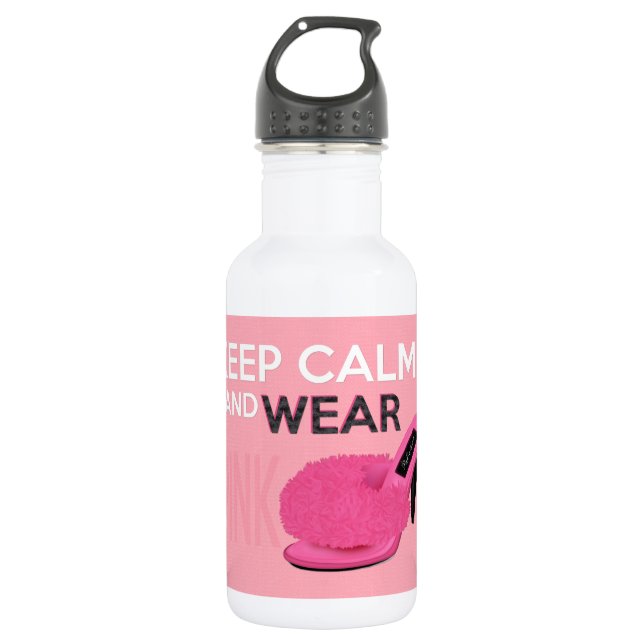 Keep Calm Wear Pink Water Bottle (Front)