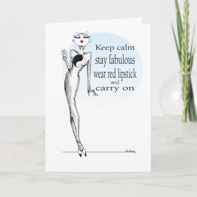 Keep calm, wear RED lipstick birthday card (Front)
