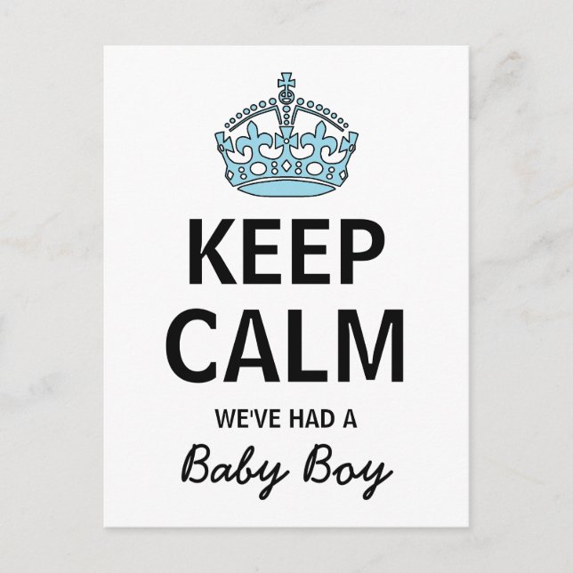 Keep Calm We've Had A Baby Boy, Baby Announcement (Front)