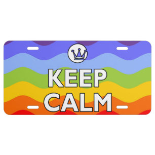 KEEP CALM white + your background image License Plate