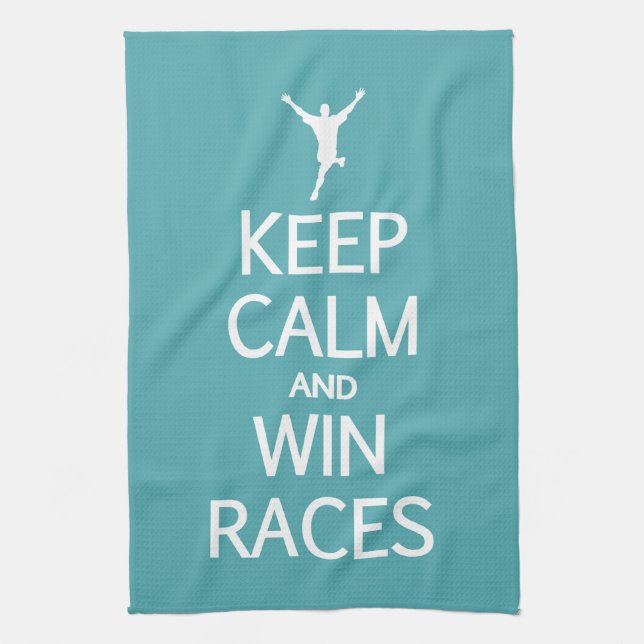 Keep Calm & Win Races custom color kitchen towel (Vertical)