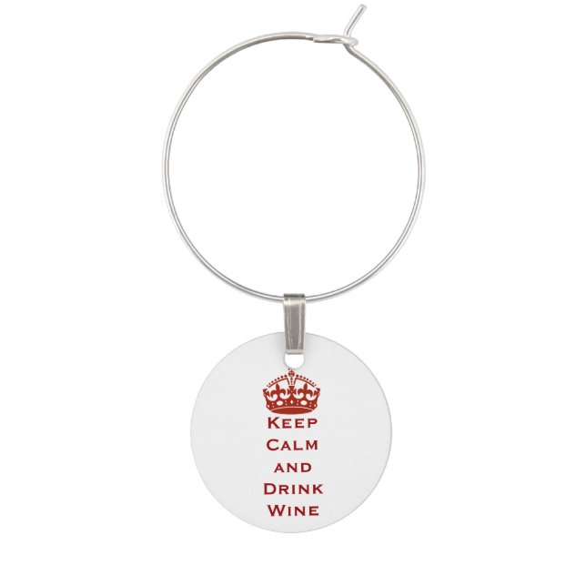 Keep Calm Wine Glass Charm (Front)