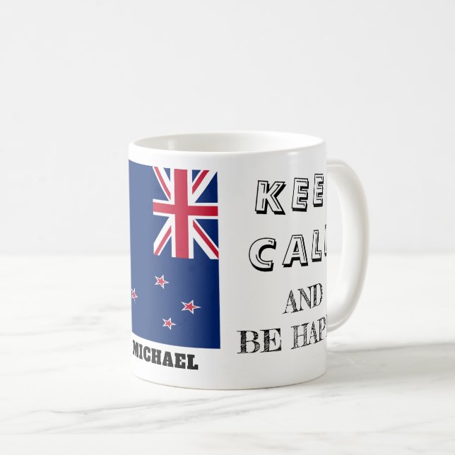 Keep Calm with New Zealand Flag Coffee Mug (Front Right)