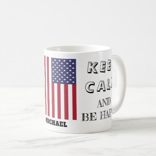 Keep Calm with USA Flag Coffee Mug