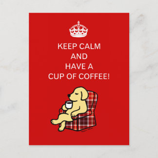 Keep Calm Yellow Labrador Postcard
