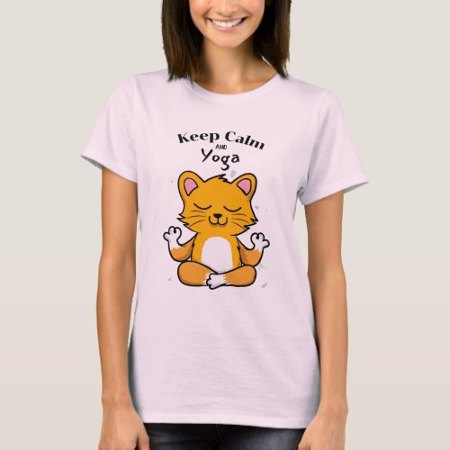 Keep Calm Yoga Cat cool T_Shirt