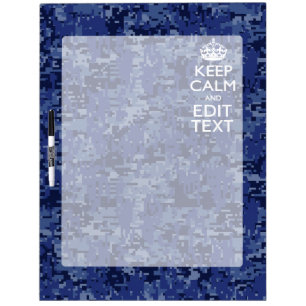 Keep Calm Your Text on Blue Digital Camouflage Dry-Erase Board