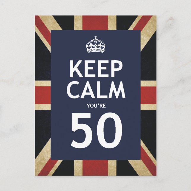 Keep Calm You're 50 Postcard (Front)