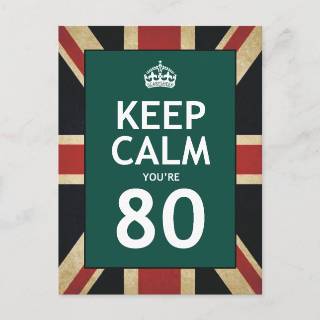 Keep Calm You're 80 Postcard (Front)