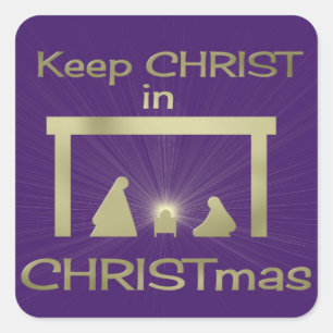 Keep Christ In Christmas Colorful Square Stickers