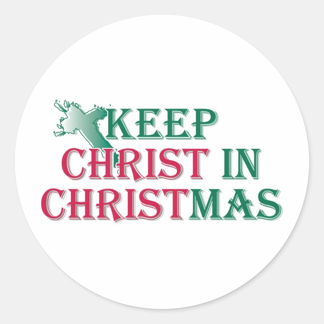 Keep Christ in Christmas - cross Classic Round Sticker (Front)