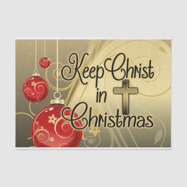 Keep Christ in Christmas, Gold/Red Christian Tissue Paper (Front)