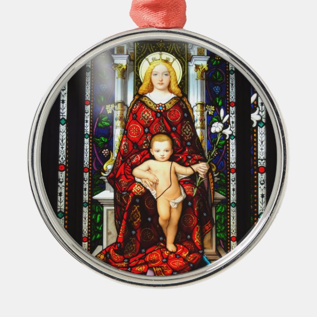 Keep Christ in Christmas Jesus and Mary Metal Ornament (Front)