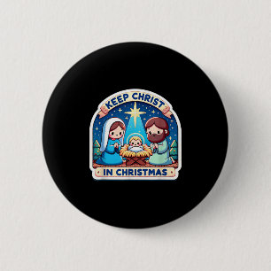 Keep Christ In Christmas Nativity Scene Manger Jes Button